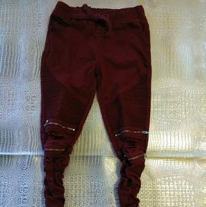 Burgundy joggers denim